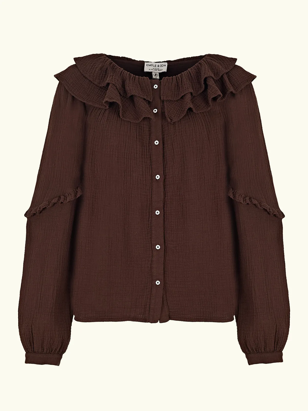 Apolline Frill Top - Brown sold by iris