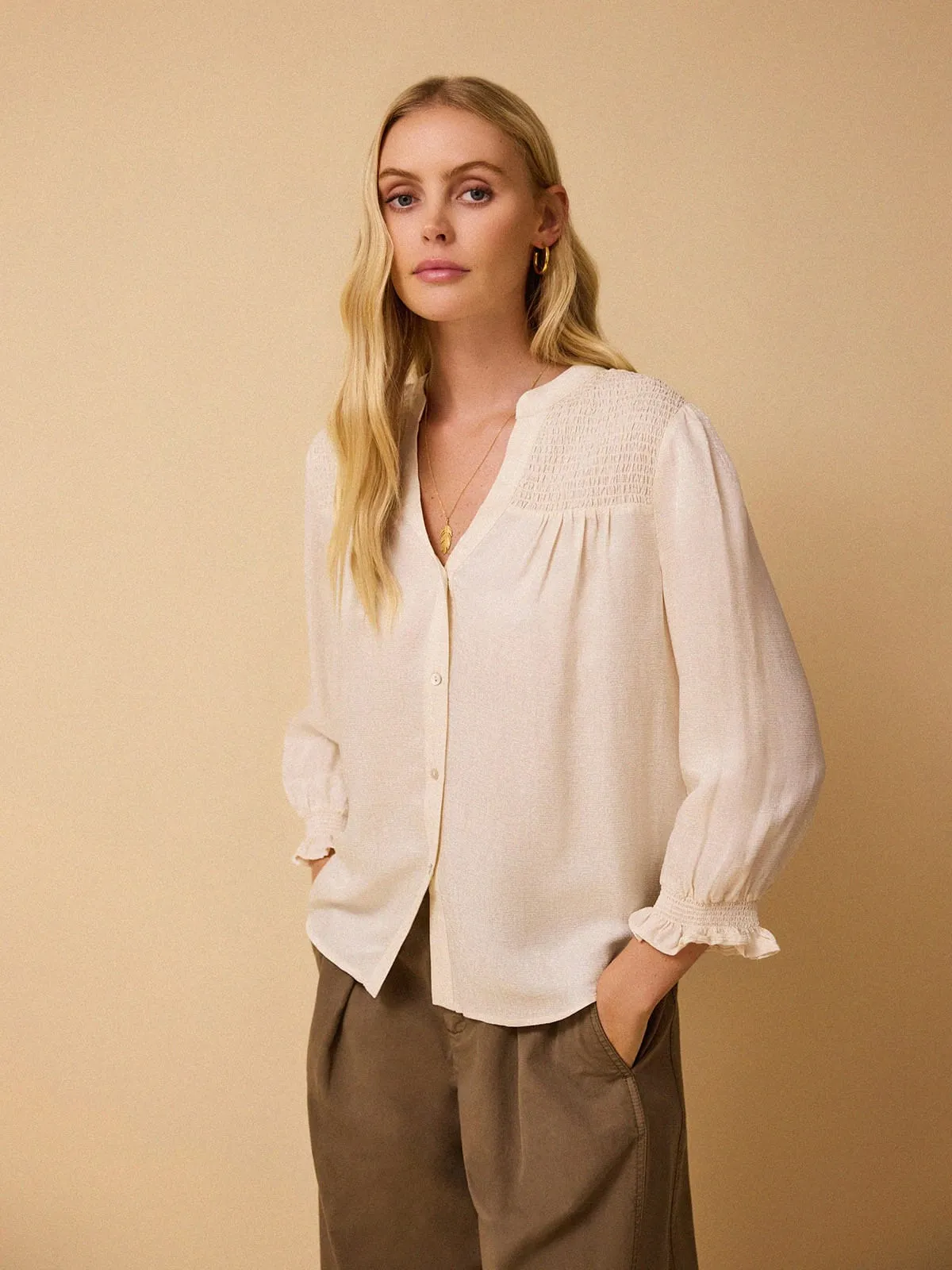 Rhys Silk Blend Blouse - Ecru sold by iris