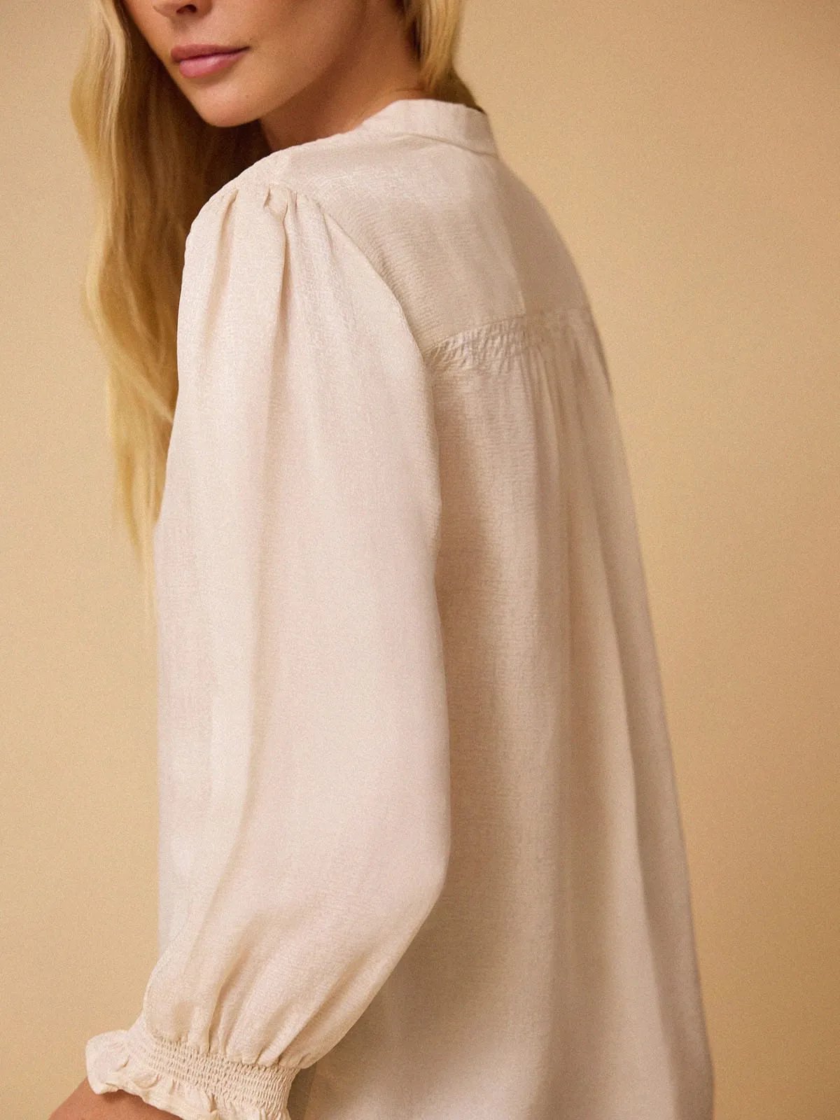 Rhys Silk Blend Blouse - Ecru sold by iris product image thumbnail 3