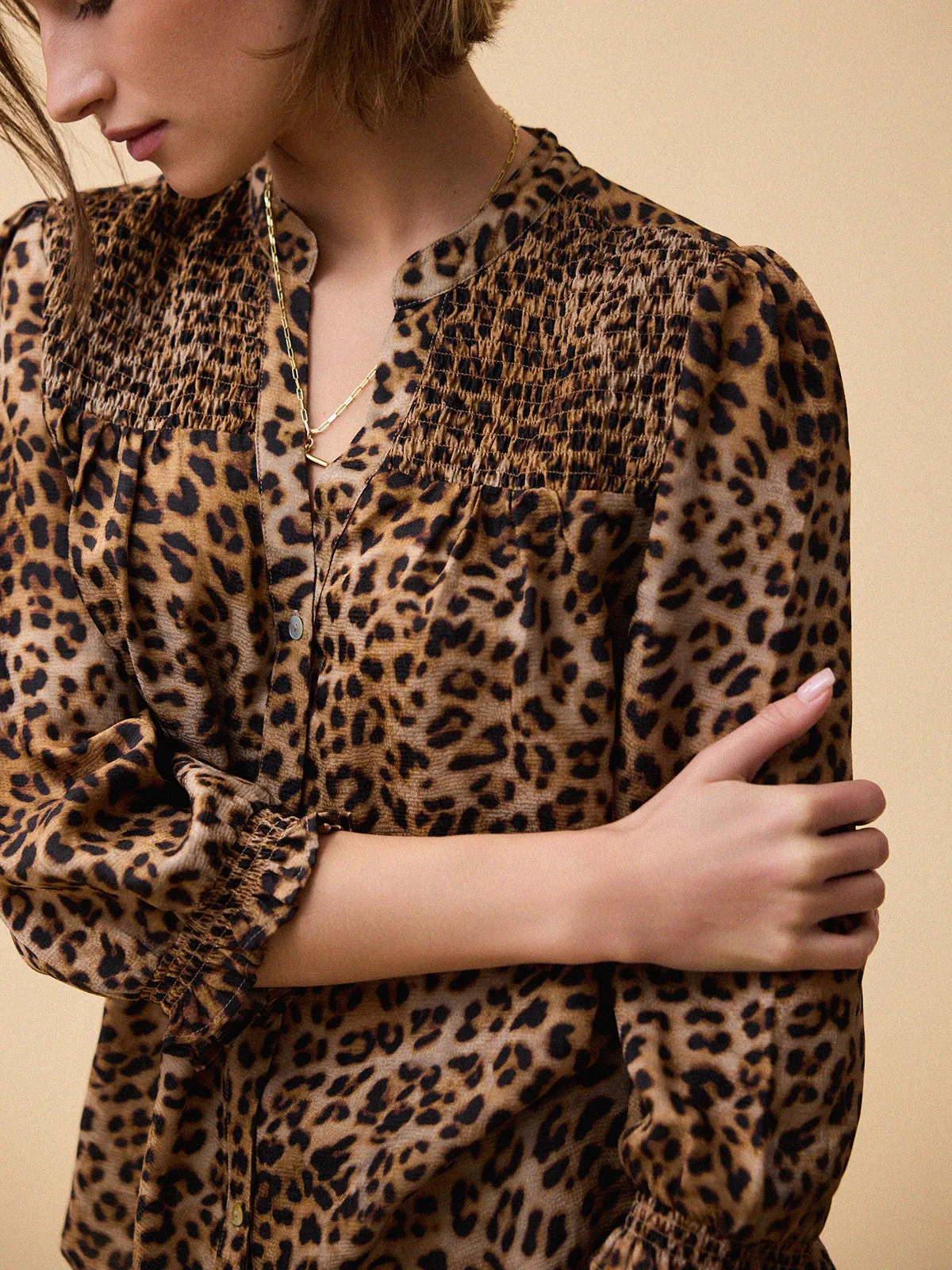 Rhys Silk Blend Blouse - Leopard sold by iris product image thumbnail 2