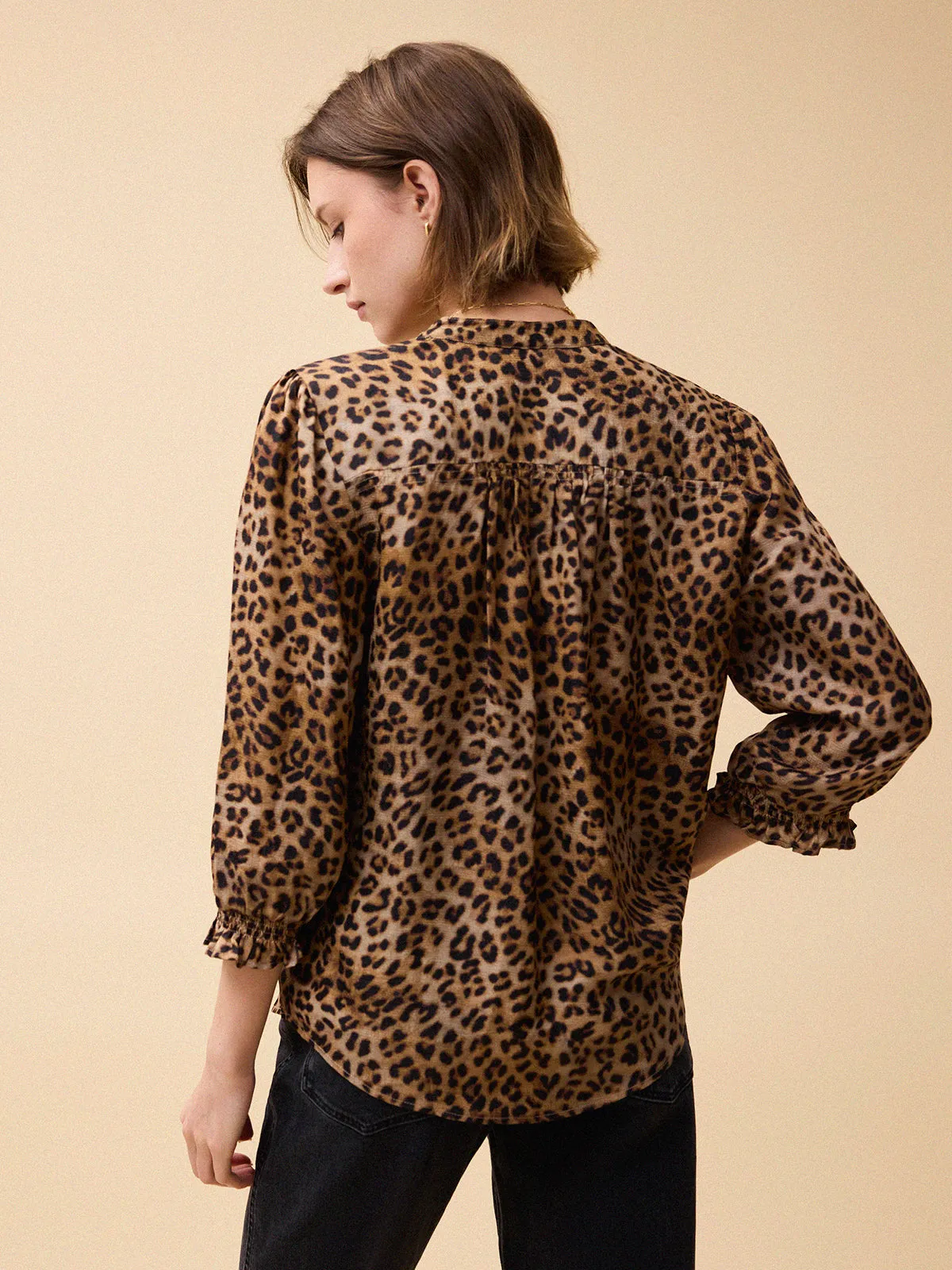Rhys Silk Blend Blouse - Leopard sold by iris product image thumbnail 3