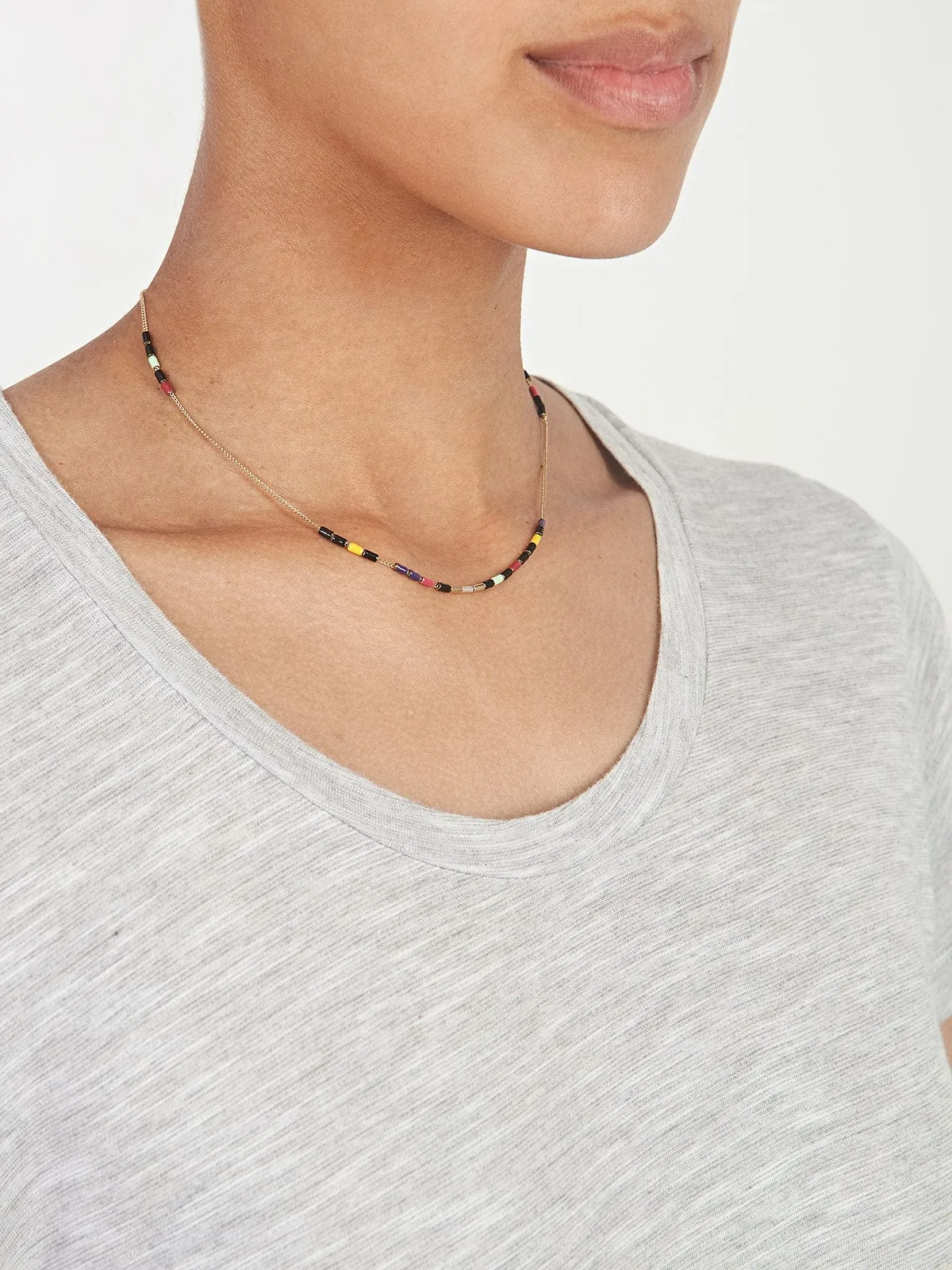 Colour Stripe Multi-Coloured Bead Necklace sold by iris product image thumbnail 2