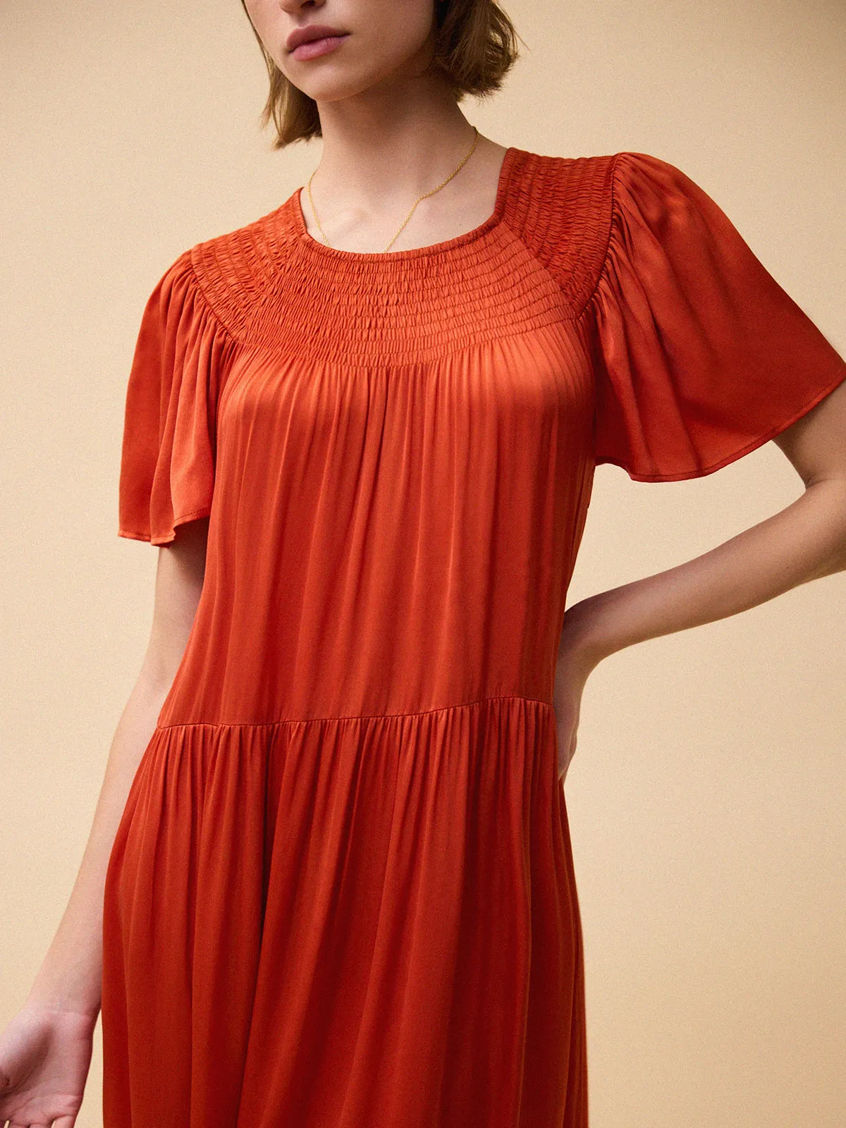 Morgan Smocked Dress - Red sold by iris product image thumbnail 2