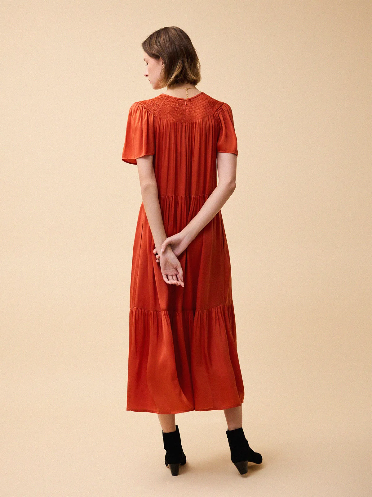 Morgan Smocked Dress - Red sold by iris product image thumbnail 3