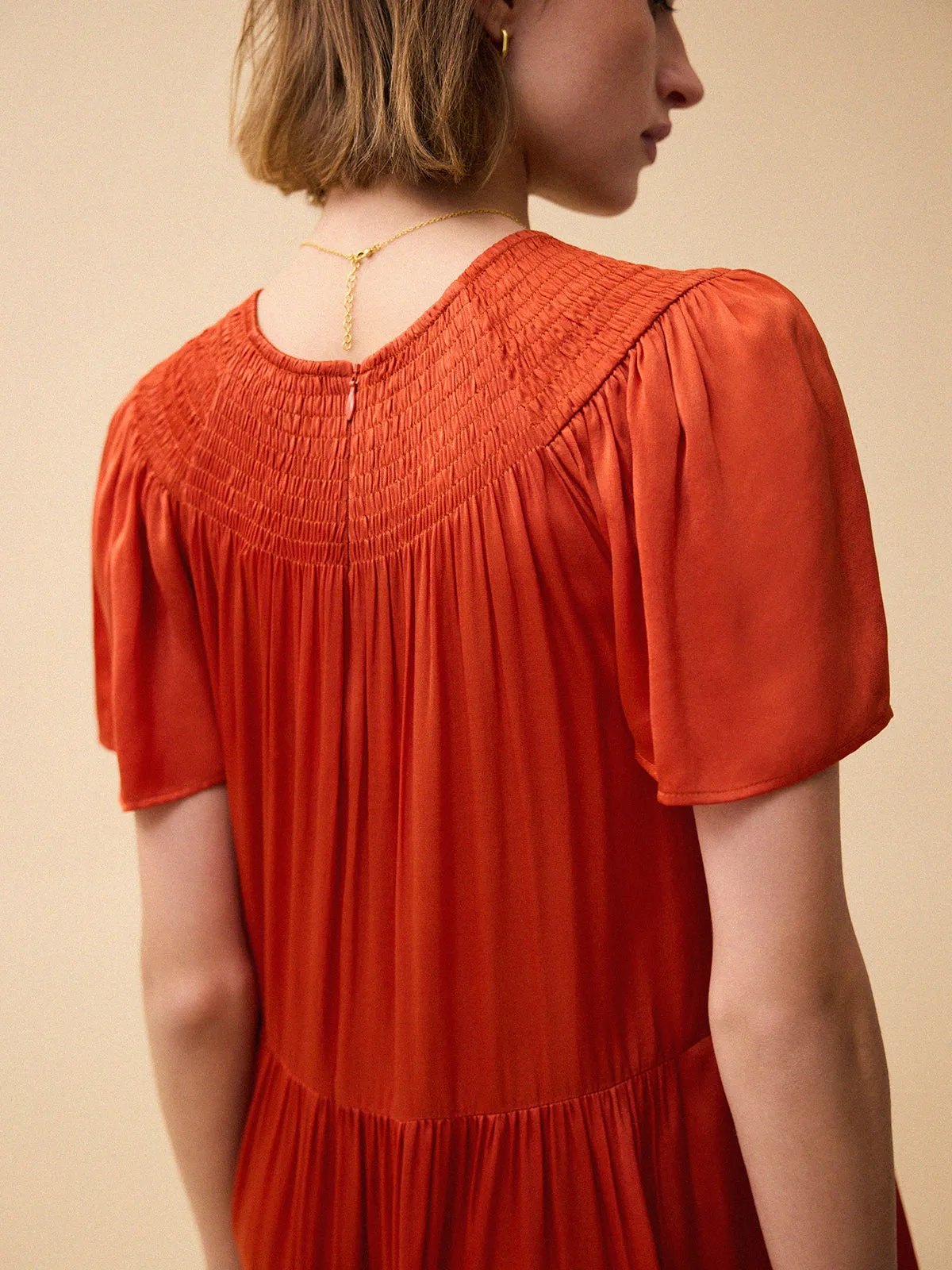 Morgan Smocked Dress - Red sold by iris product image thumbnail 4
