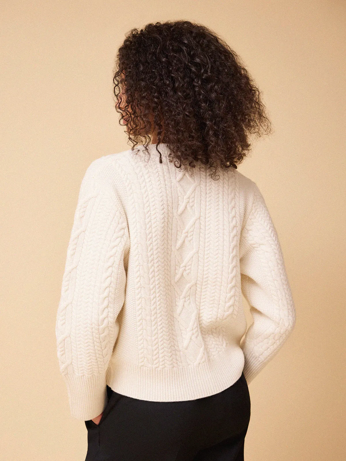 Blair Cable Knit Merino Cardigan - White sold by iris product image thumbnail 3