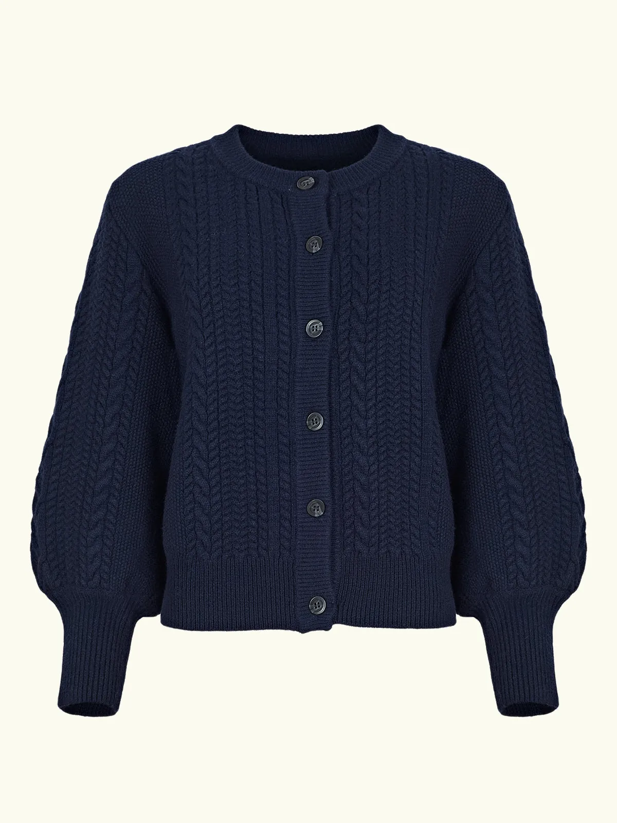 Blair Cable Knit Merino Cardigan - Navy sold by iris product image thumbnail 5