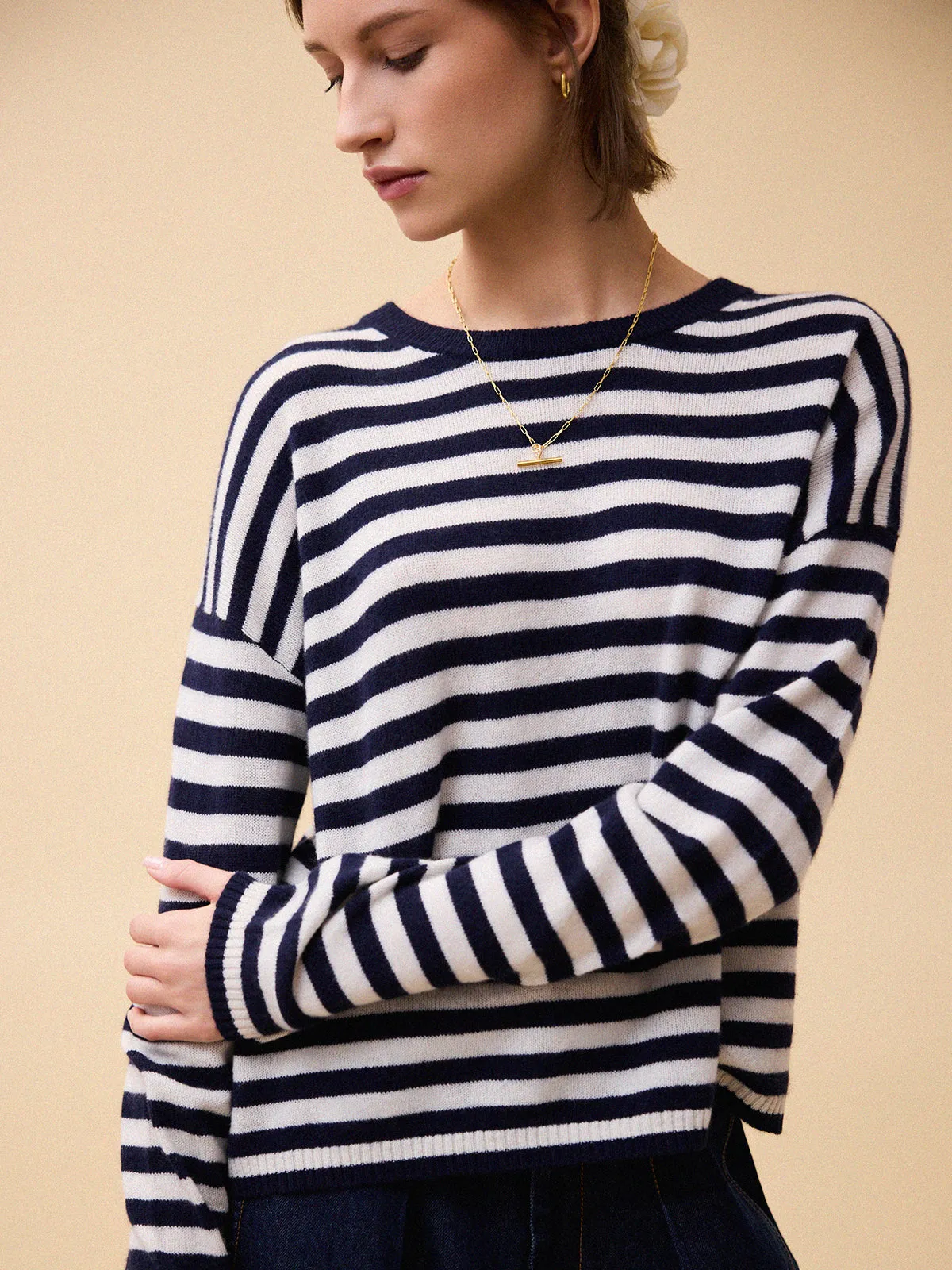 Aria Cashmere Jumper - Stripe sold by iris product image thumbnail 2