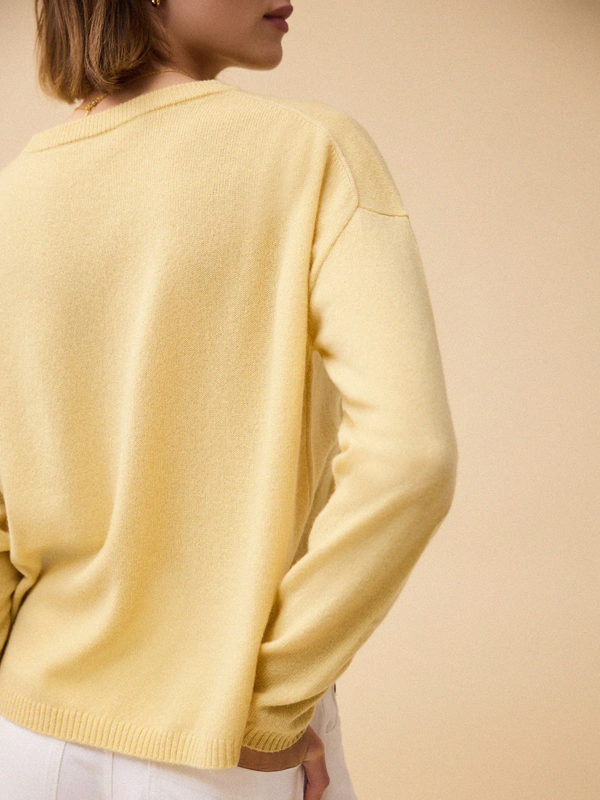 Aria Cashmere Jumper - Pale Yellow sold by iris product image thumbnail 3