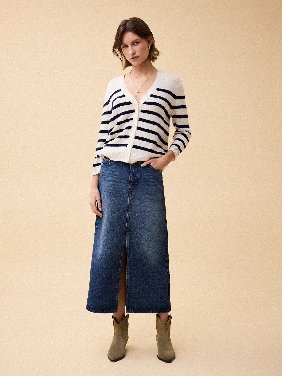 Thea Stripe Cardigan - White sold by iris product image thumbnail 3