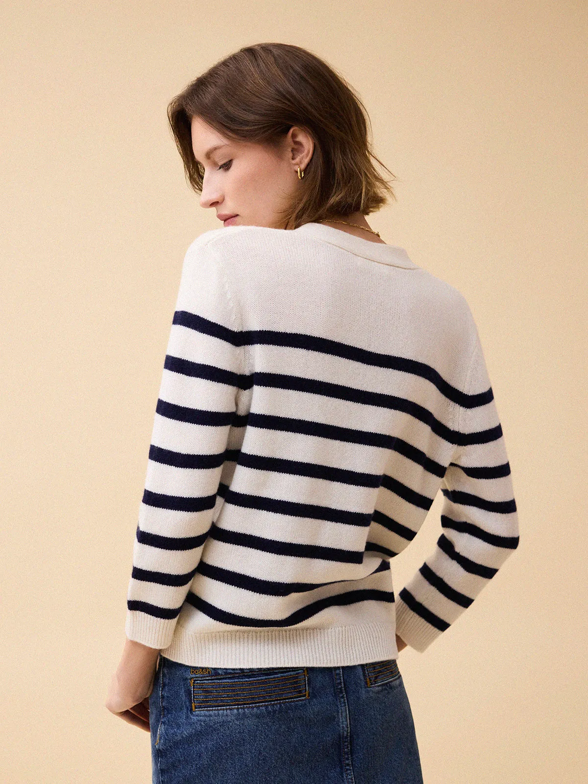Thea Stripe Cardigan - White sold by iris product image thumbnail 4