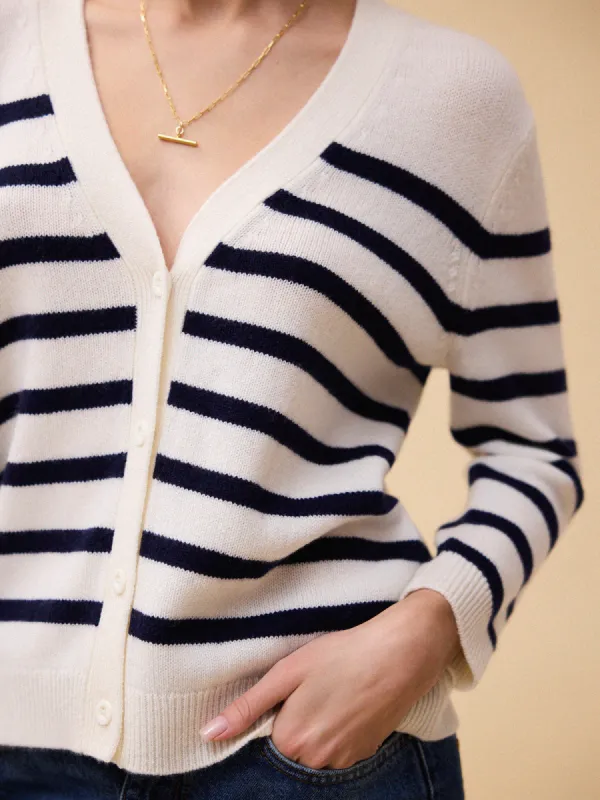 Thea Stripe Cardigan - White sold by iris