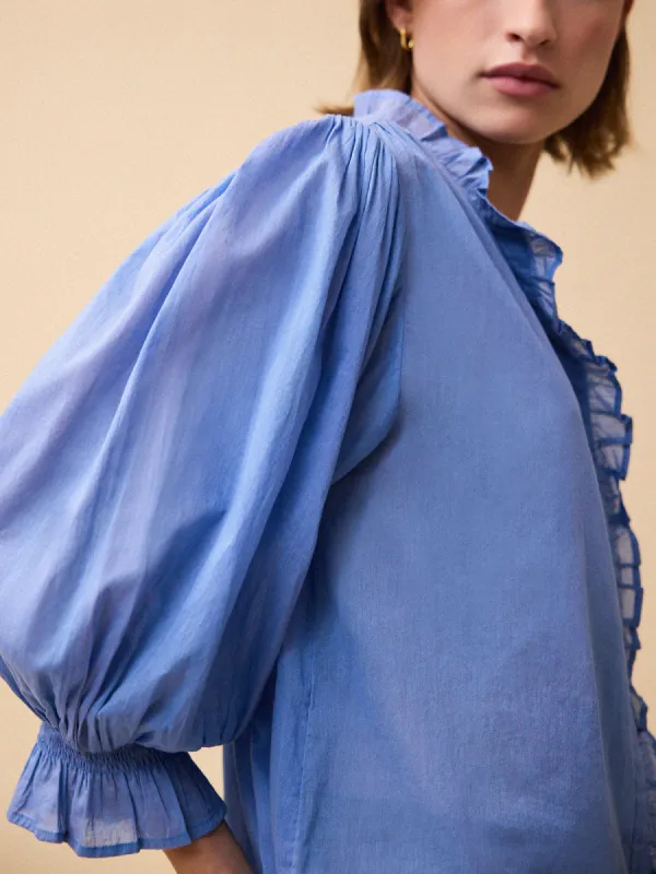Frankie Voile Blouse - Blue sold by iris