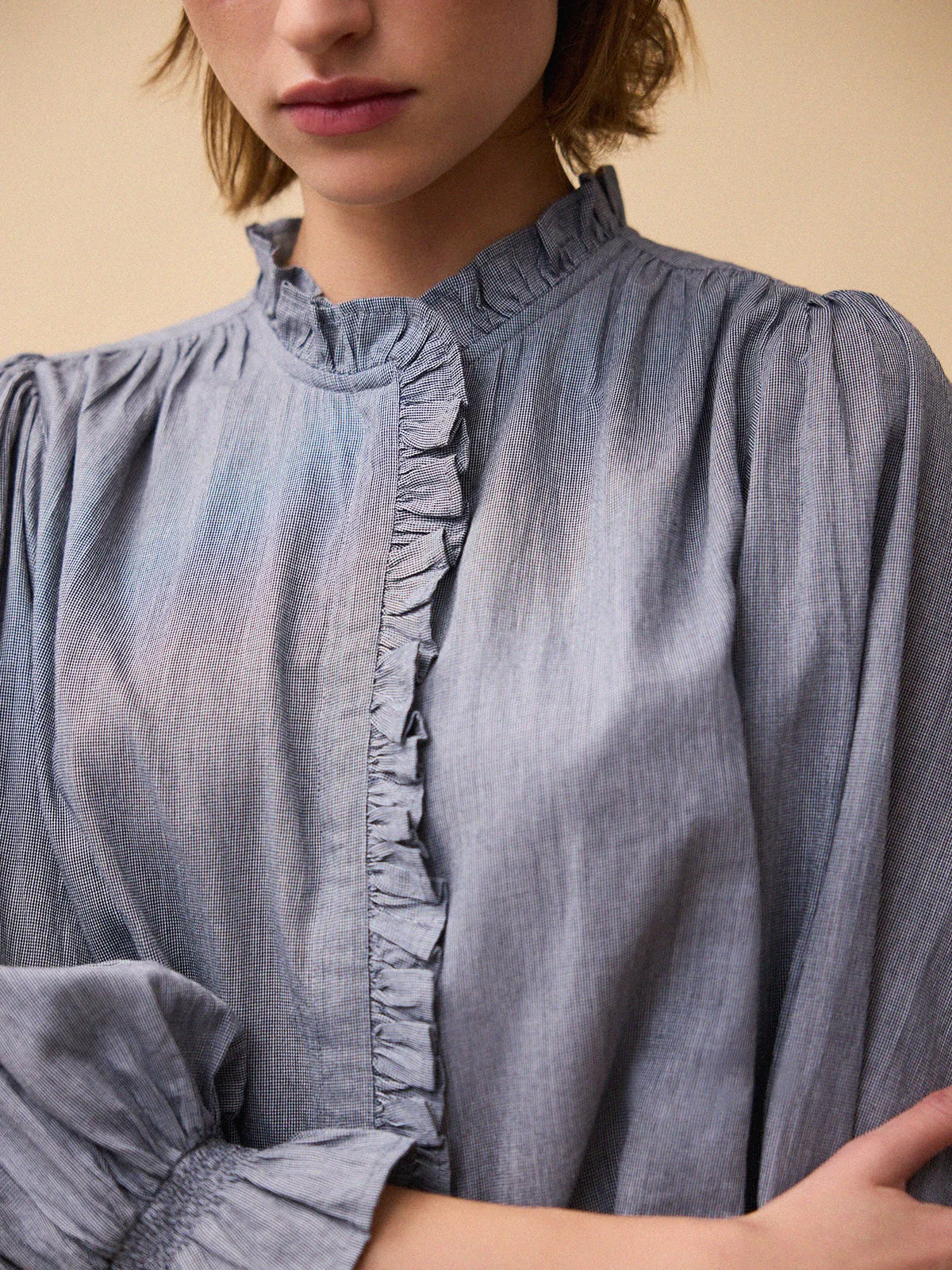 Frankie Mini Gingham Blouse - Grey sold by iris product image thumbnail 3