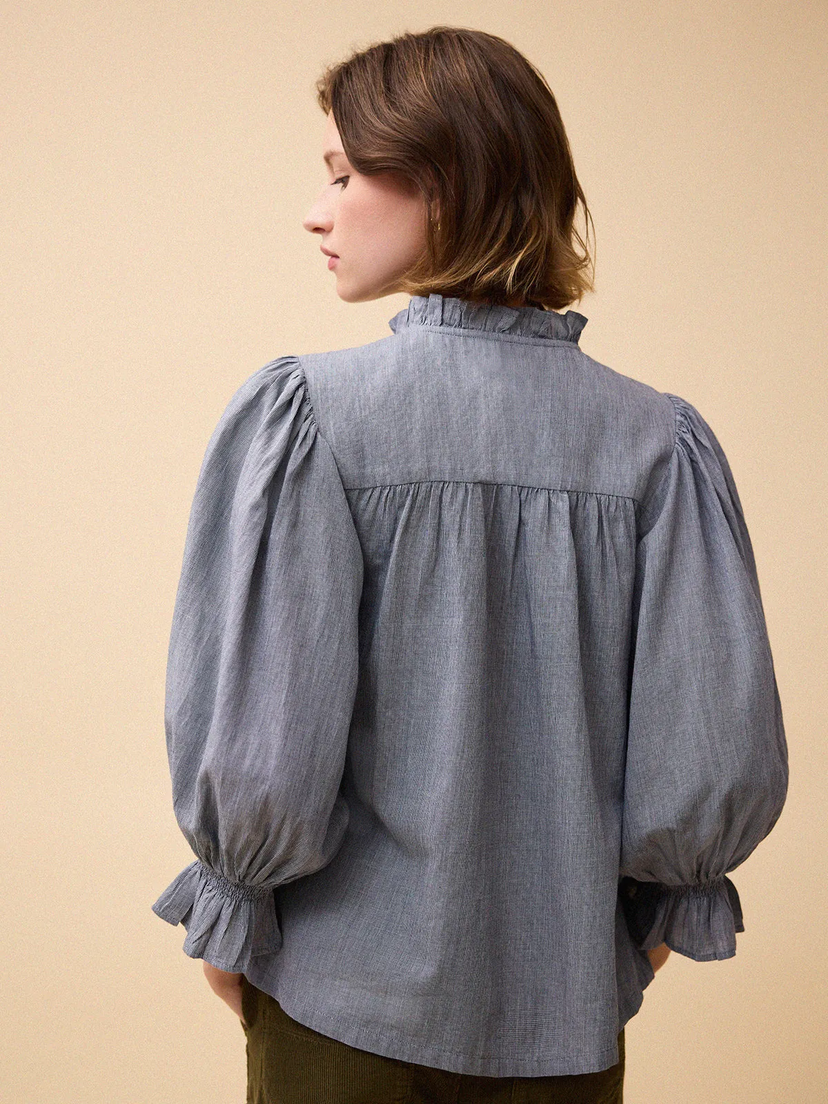 Frankie Mini Gingham Blouse - Grey sold by iris product image thumbnail 4