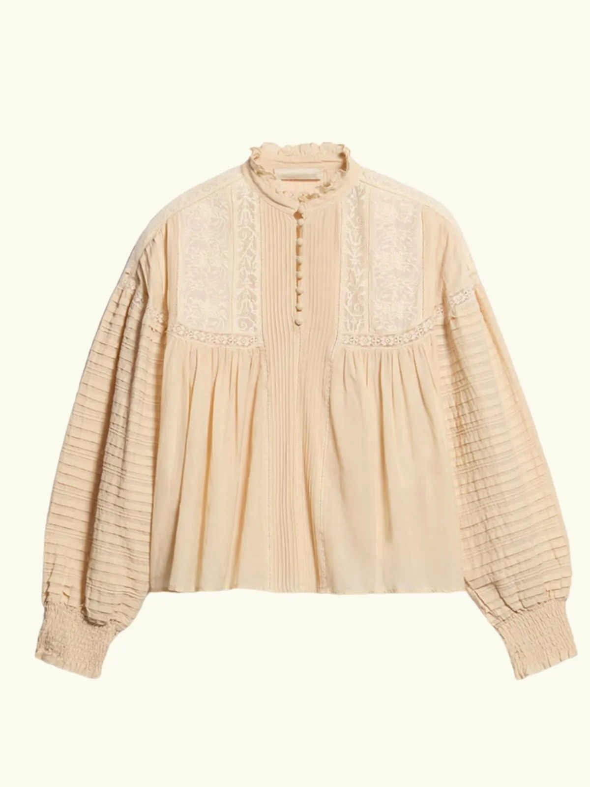 Dahlia High Neck Embroidered Blouse - Beige sold by iris product image thumbnail 2