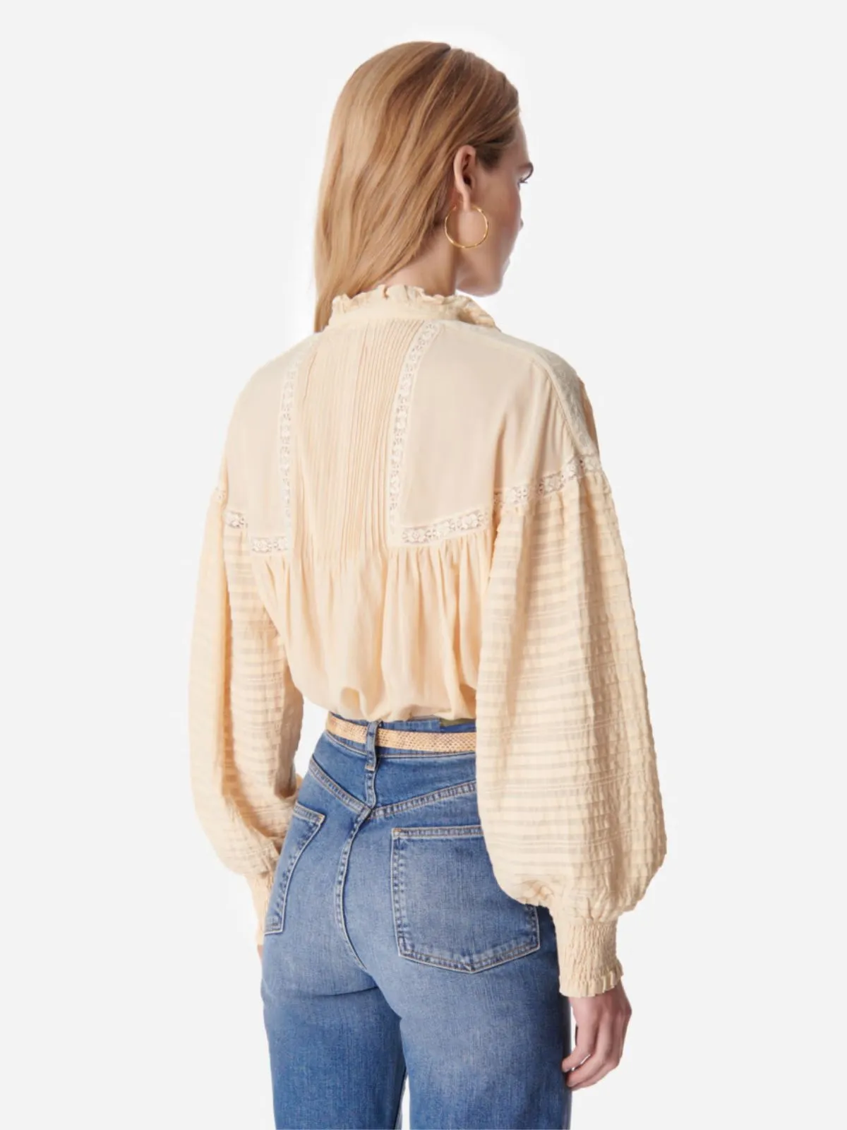 Dahlia High Neck Embroidered Blouse - Beige sold by iris product image thumbnail 3