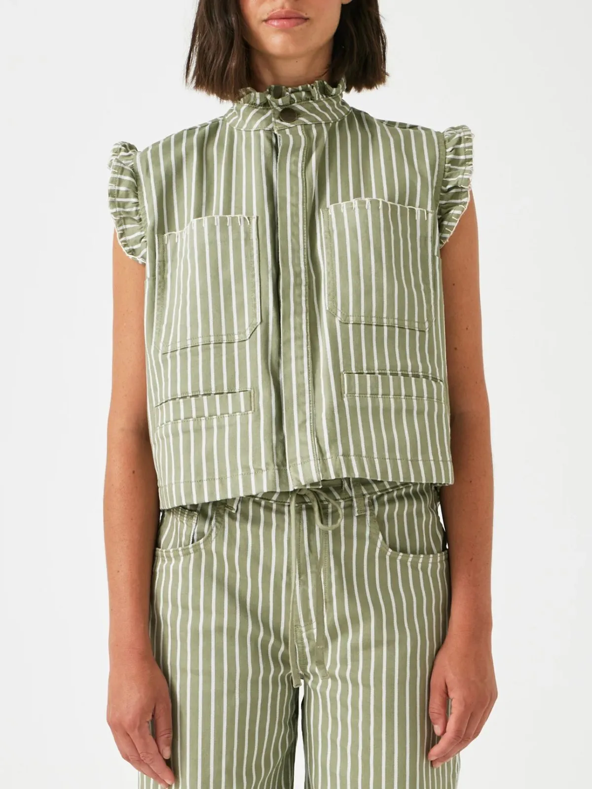 Pablo Striped Waistcoat - Moss Green sold by iris product image thumbnail 3