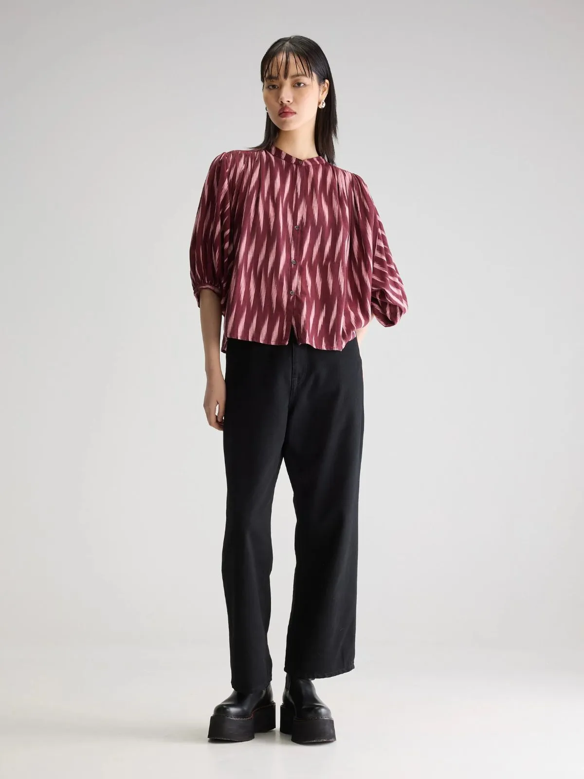 Ink Aztec Cropped Blouse - Pink sold by iris product image thumbnail 3