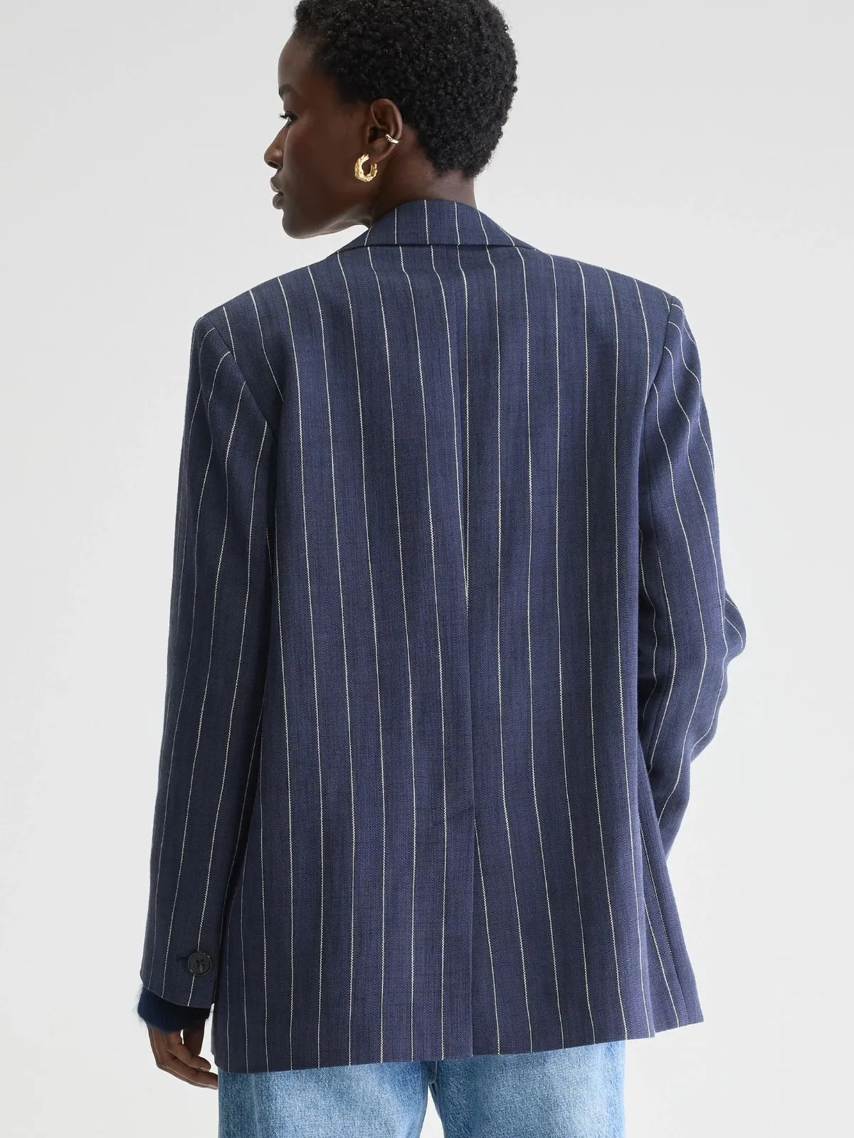 Veil Striped Blazer - Navy sold by iris product image thumbnail 3