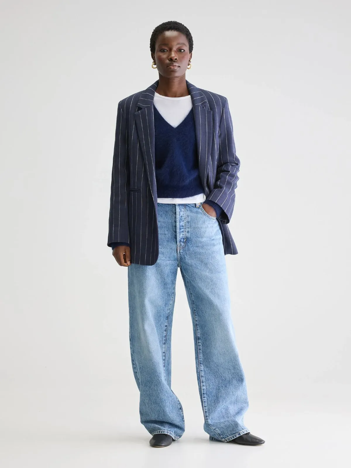 Veil Striped Blazer - Navy sold by iris product image thumbnail 2