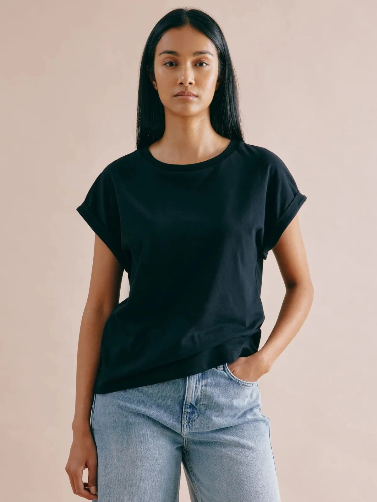 Roll Back T Shirt - Black sold by iris