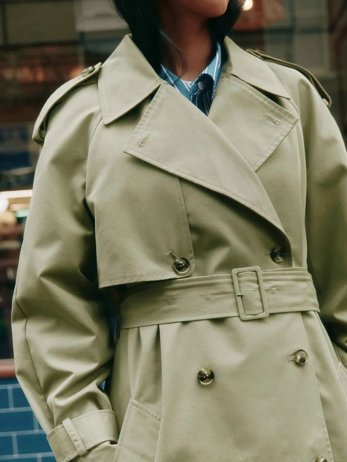 Double Breasted Classic Trench Coat - Khaki sold by iris product image thumbnail 4