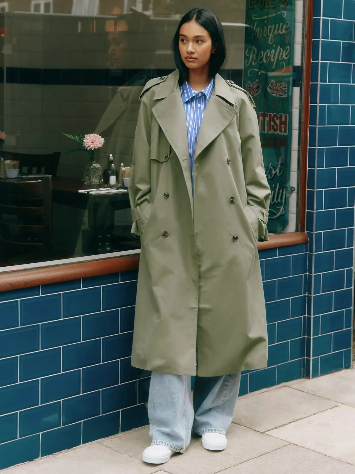 Double Breasted Classic Trench Coat - Khaki sold by iris product image thumbnail 3