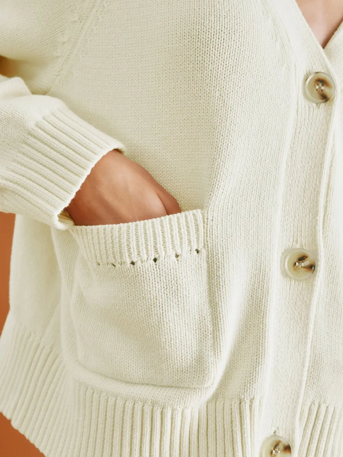 Relaxed V Neck Cardigan - Cream sold by iris product image thumbnail 4