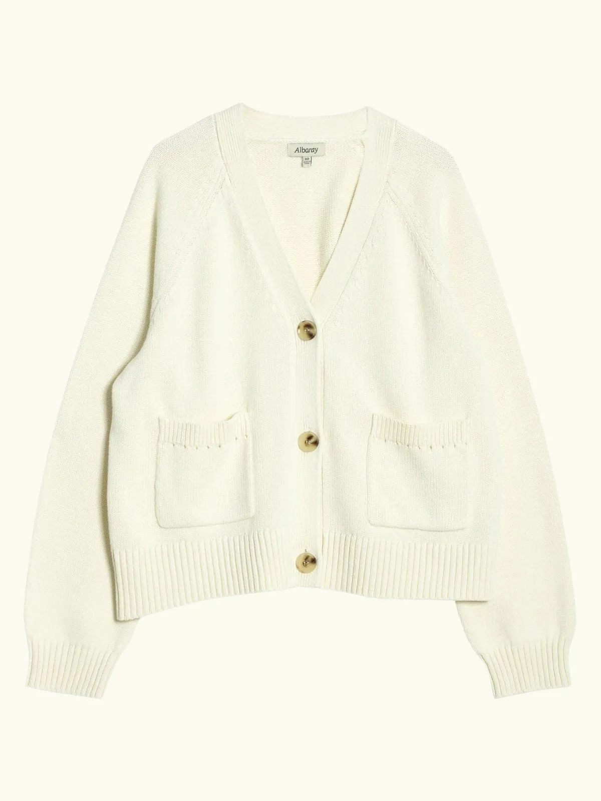 Relaxed V Neck Cardigan - Cream sold by iris