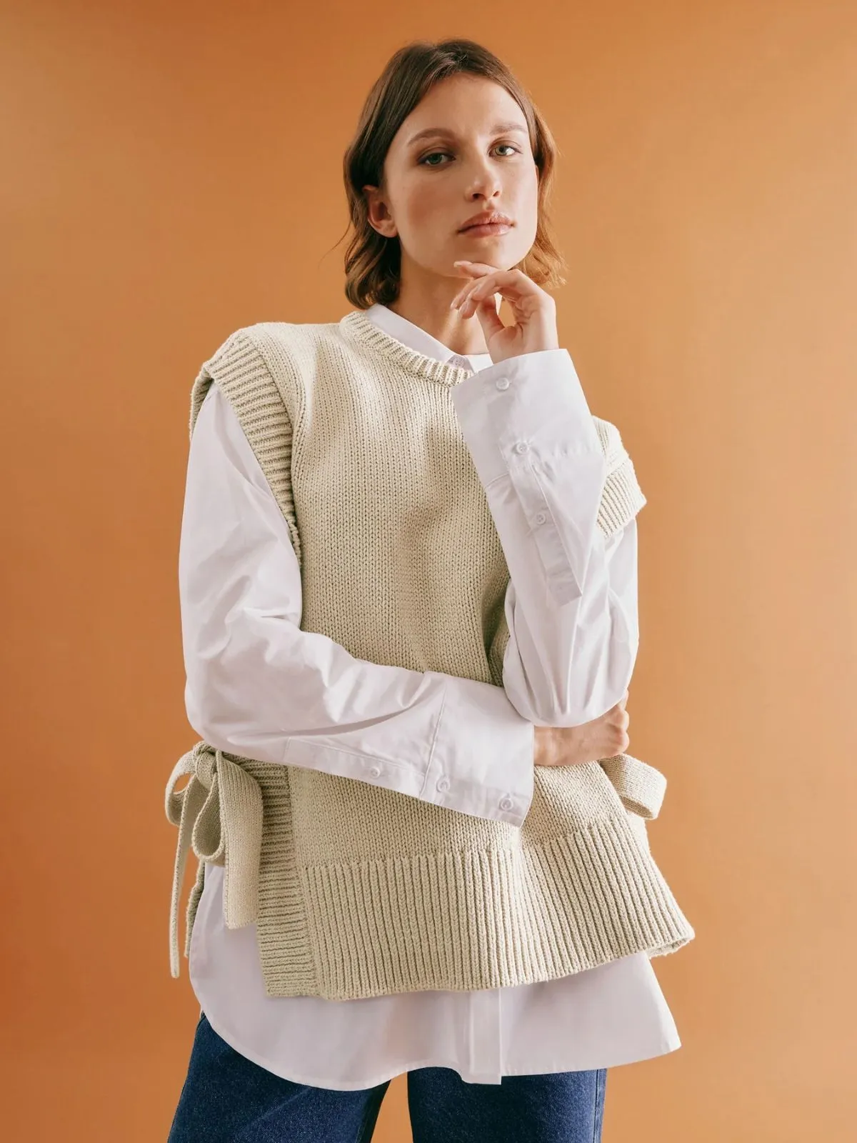 Knitted Tabbard - Stone sold by iris product image thumbnail 2