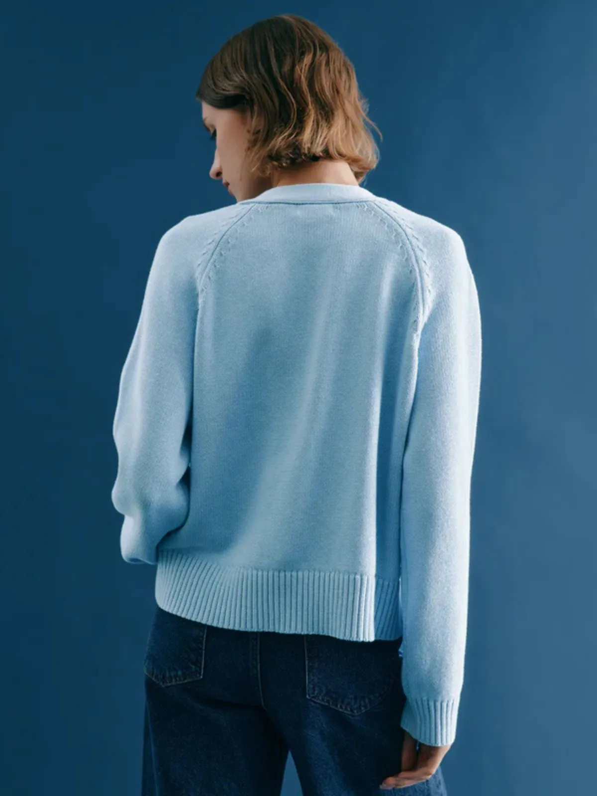 Relaxed V Neck Cardigan - Light Blue sold by iris product image thumbnail 3