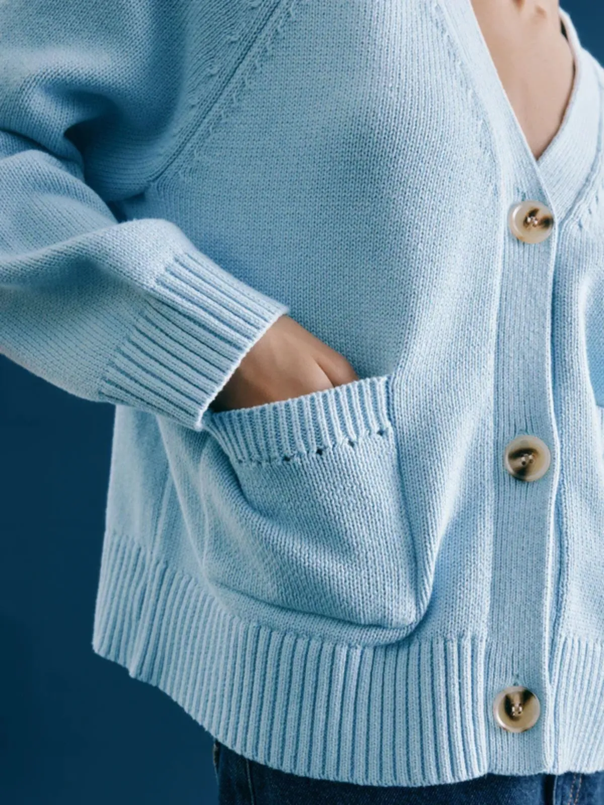 Relaxed V Neck Cardigan - Light Blue sold by iris product image thumbnail 4
