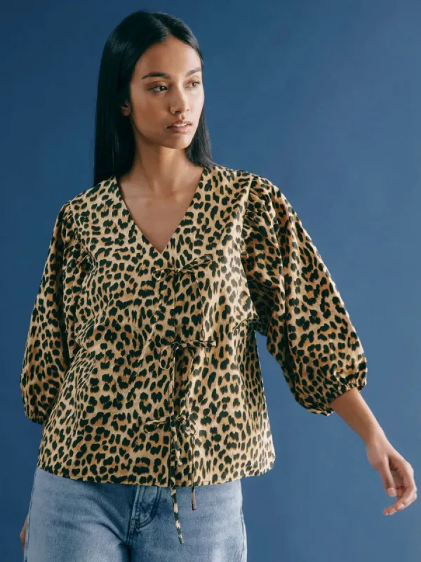 Animal Cotton Wrap Top - Leopard sold by iris