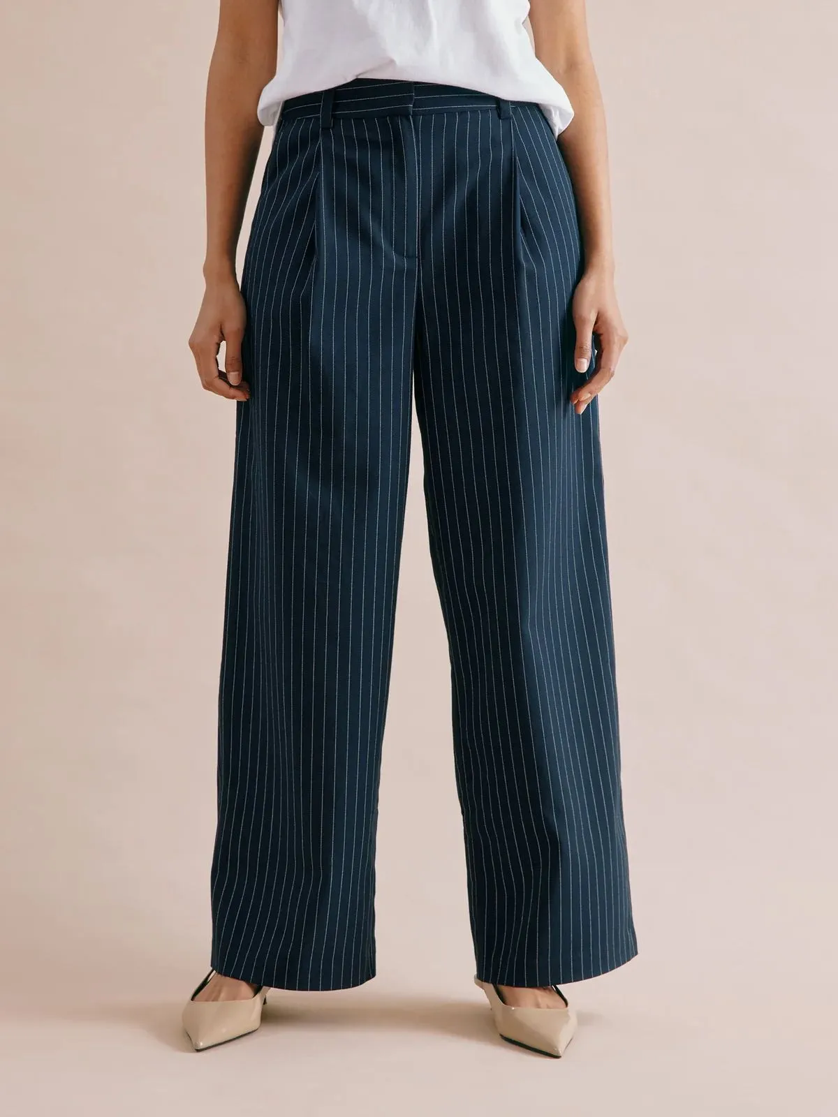 Pinstripe Trouser - Navy sold by iris product image thumbnail 2