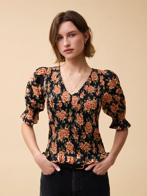 Raya Smocked Top - Rose sold by iris