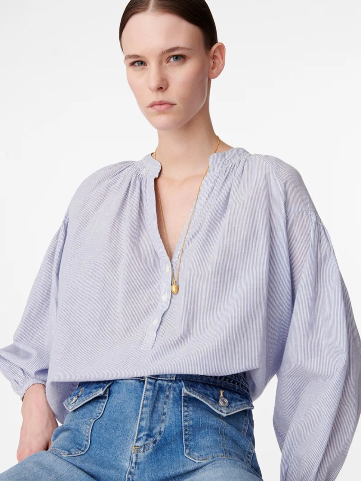 Nipoa Stripe Blouse - Blue sold by iris product image thumbnail 2