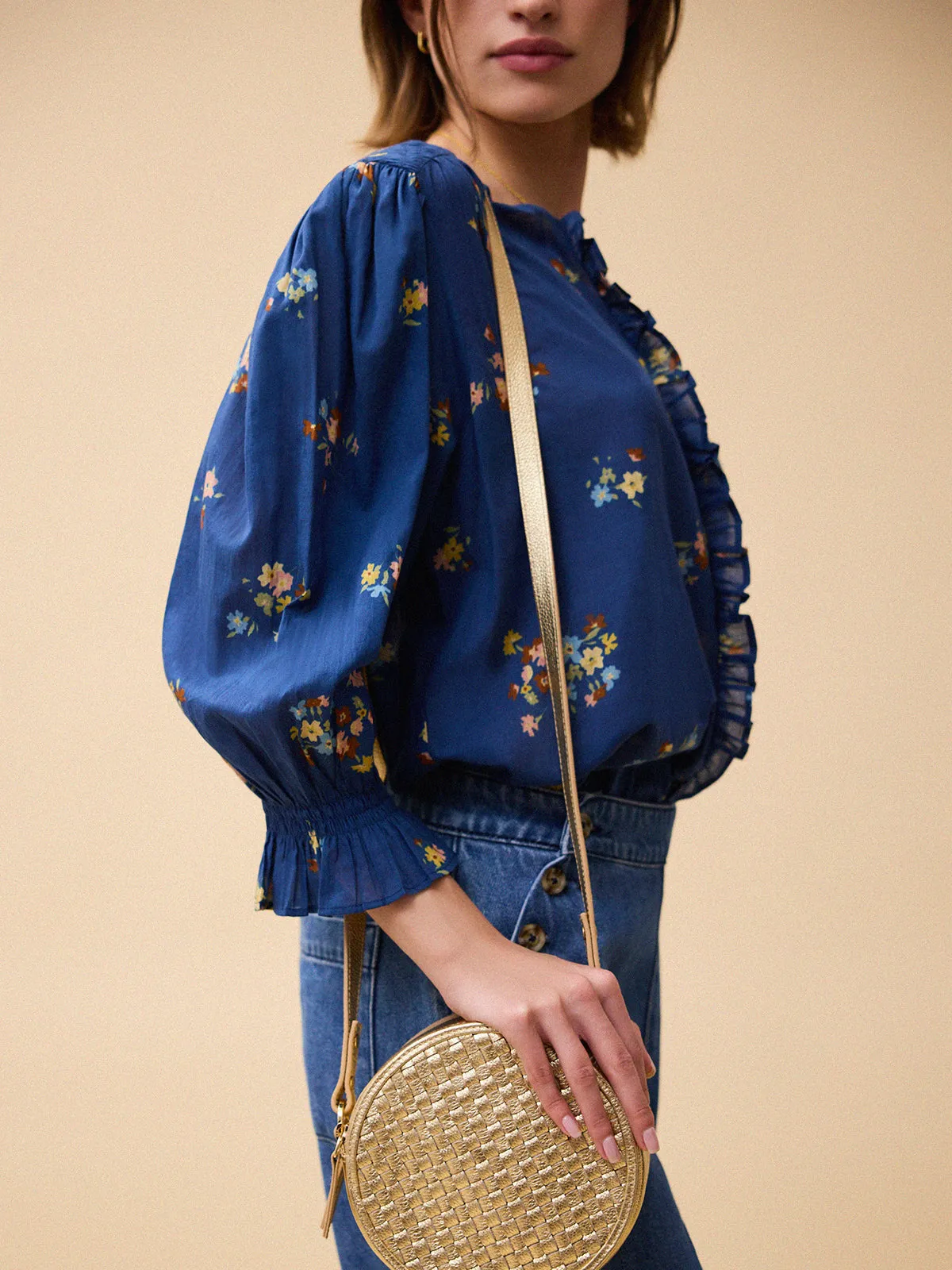 Florence Primrose Print Blouse - Navy sold by iris product image thumbnail 3