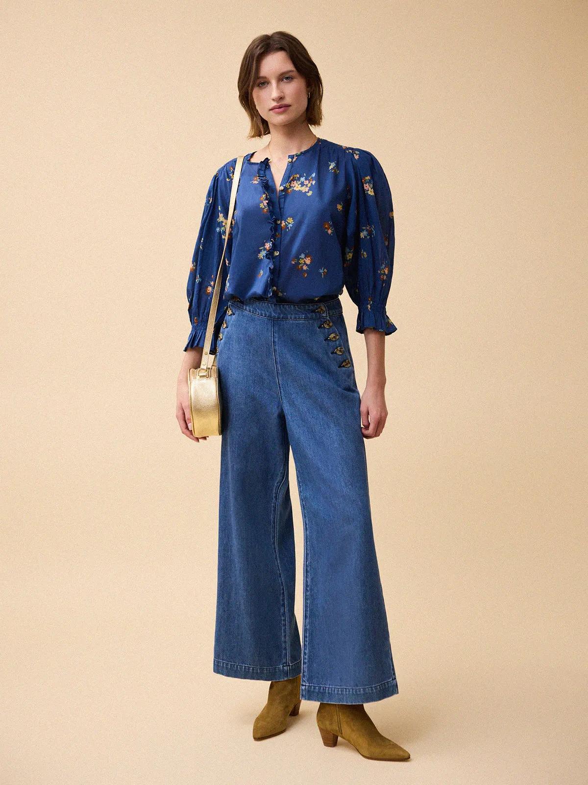 Florence Primrose Print Blouse - Navy sold by iris product image thumbnail 2