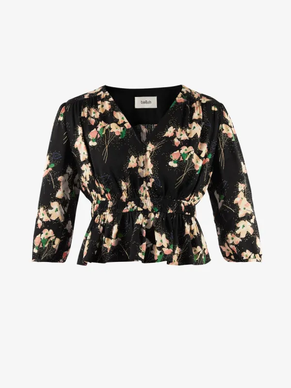 Edon Floral-Print Jacquard Peplum Top made by iris
