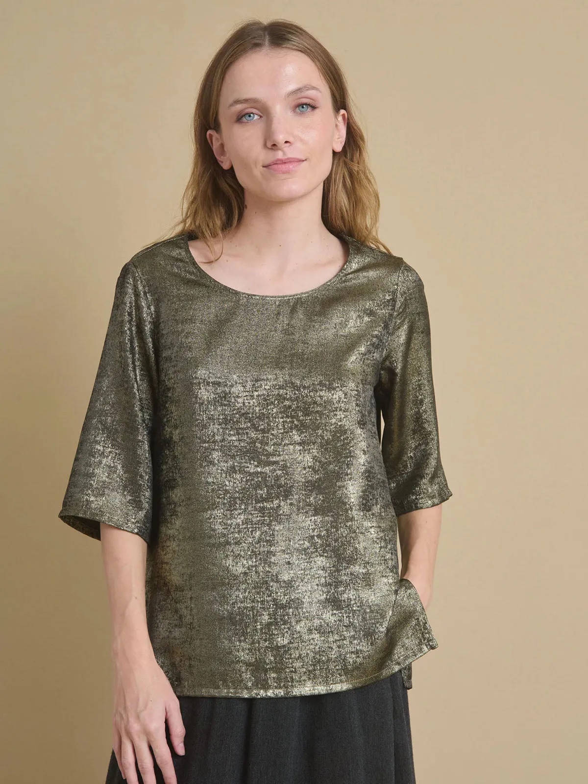 Tomasa Crew Neck Metallic Top sold by iris