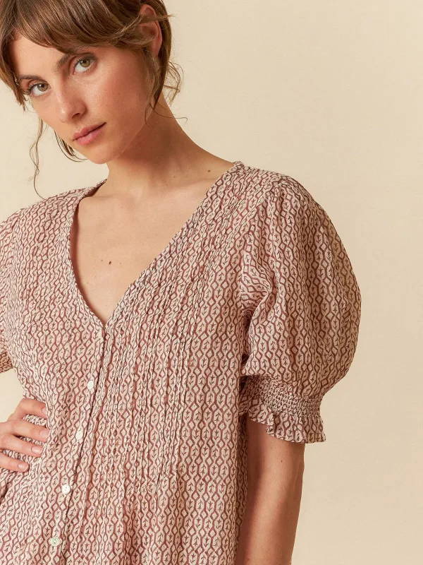 Puff Sleeve Print Shirt sold by iris