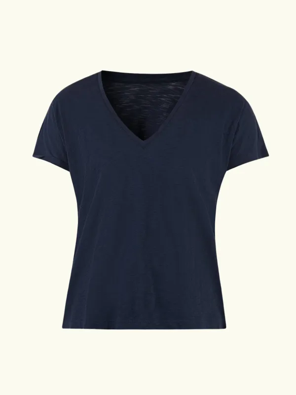 Esmee V/Neck T-Shirt - Navy made by iris