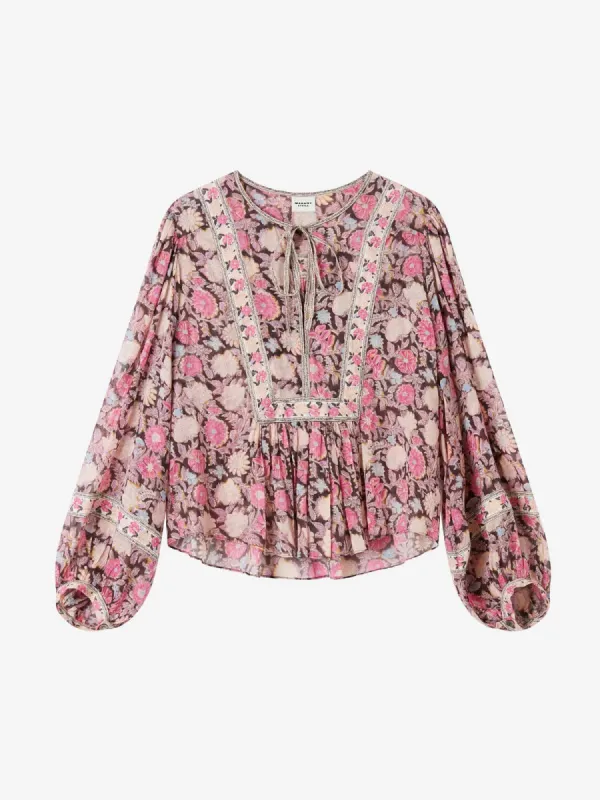 Gayle Floral-Print Cotton-Voile Top sold by iris