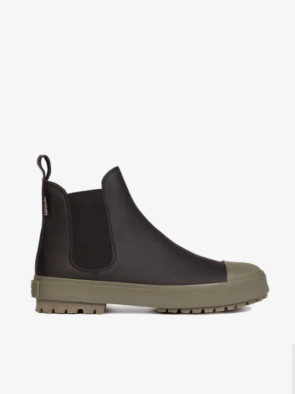 Jump Waterproof Leather Boot- Black/Khaki made by iris