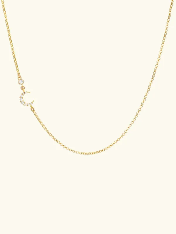 Crescent Moon & Star Necklace - Gold made by iris