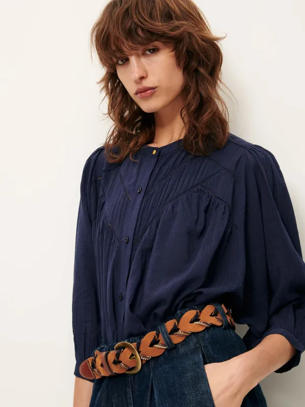 Savi Balloon Sleeve Blouse - Indigo sold by iris