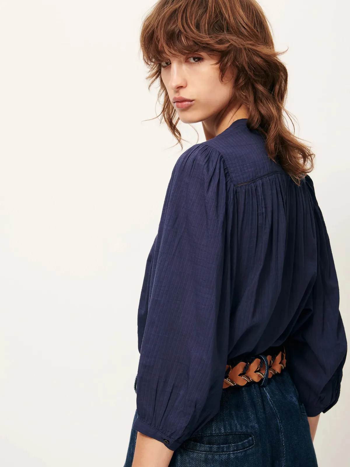 Savi Balloon Sleeve Blouse - Indigo sold by iris product image thumbnail 2
