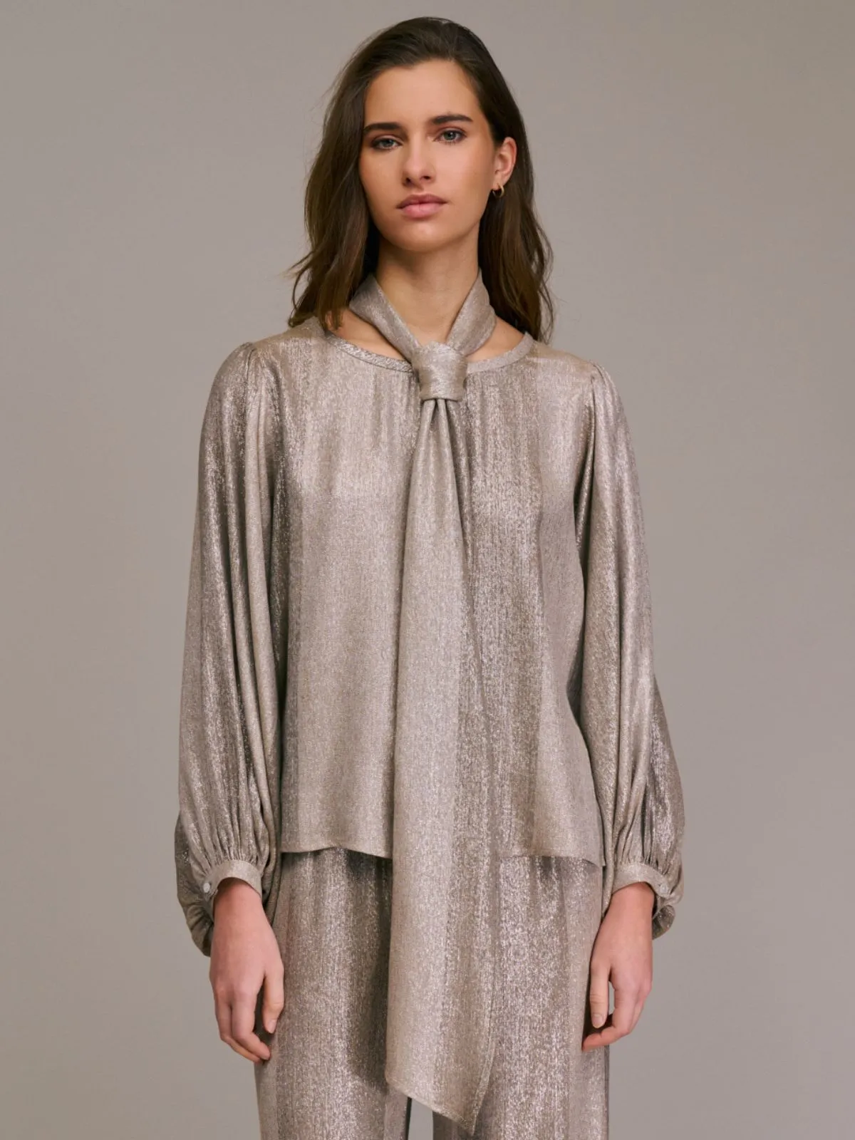 Tylea Metallic Top - Taupe sold by iris