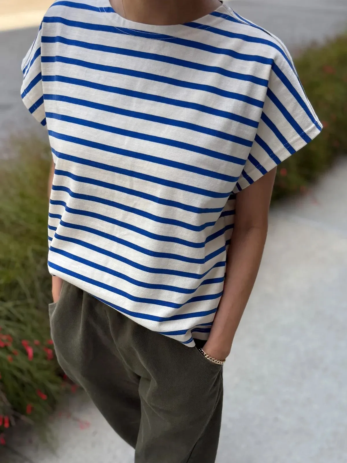 Manon Stripe T-Shirt - Blue sold by iris